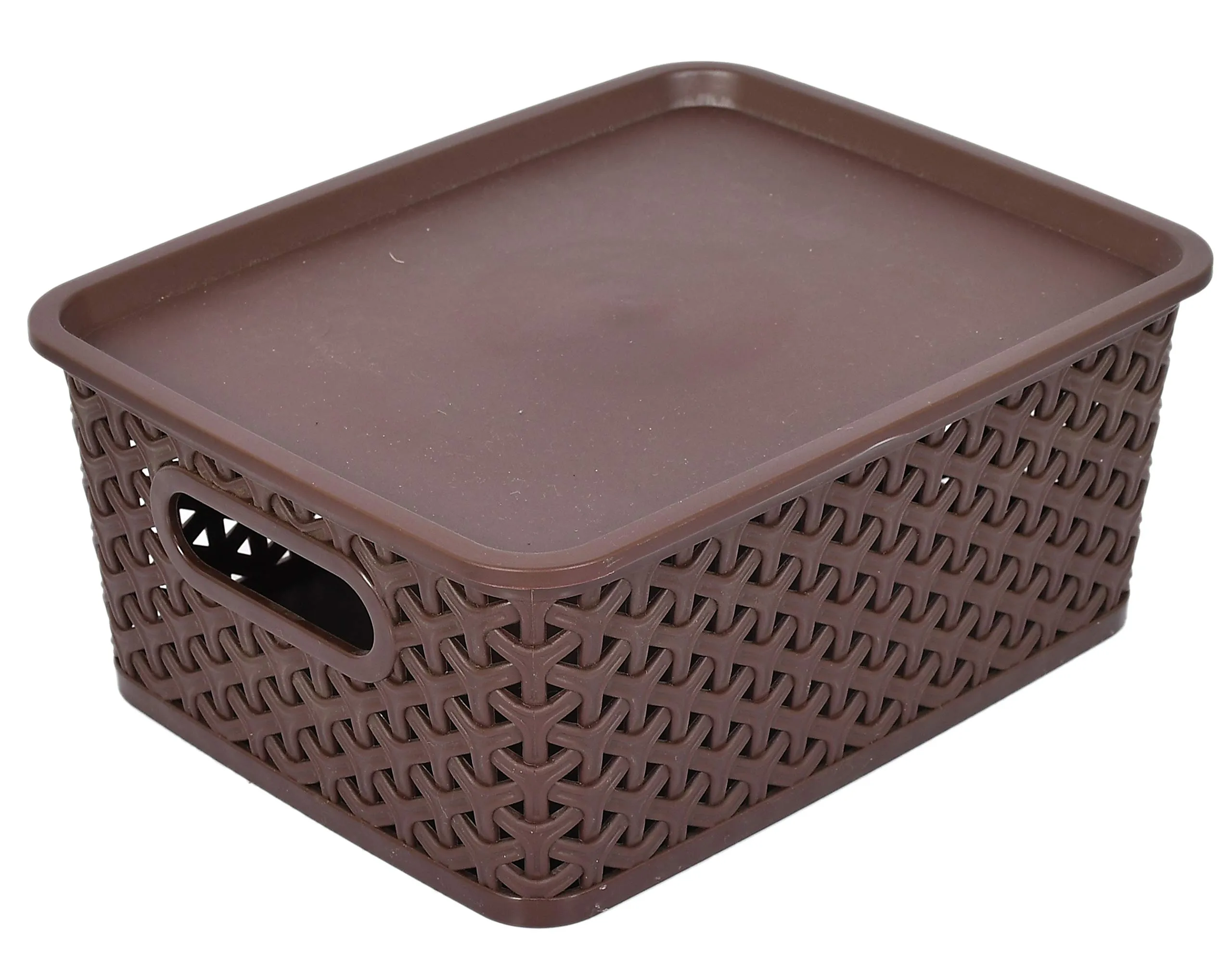 Fun Homes Plastic 3 Pieces Medium Size Multipurpose Solitaire Storage Basket with Lid (Multi)