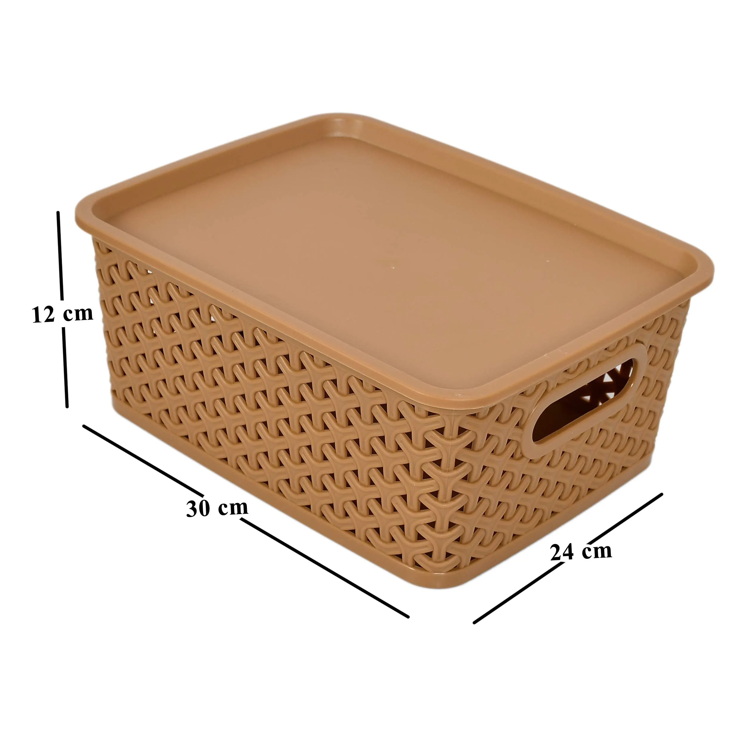 Fun Homes Plastic 3 Pieces Medium Size Multipurpose Solitaire Storage Basket with Lid (Multi)
