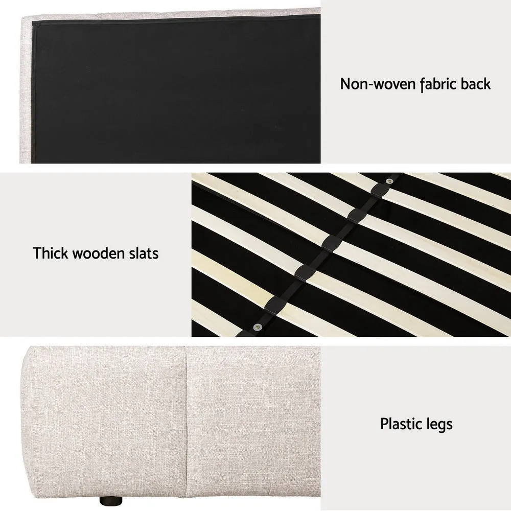 Gas Lift Queen Bed Frame Upholstered Linen, Storage - Artiss