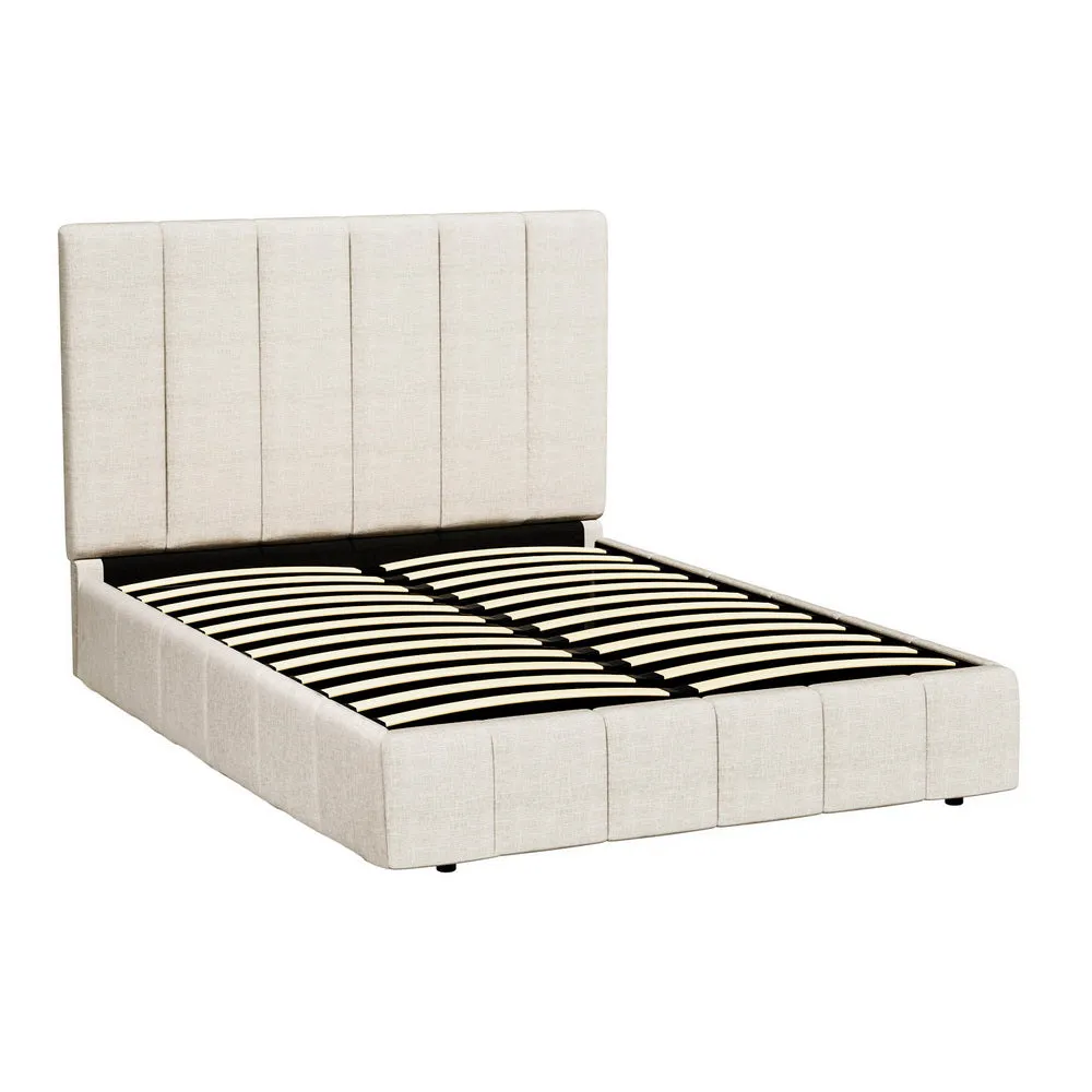 Gas Lift Queen Bed Frame Upholstered Linen, Storage - Artiss