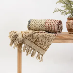 Geometrical Block Print Cotton 2 Seater Sofa Throws