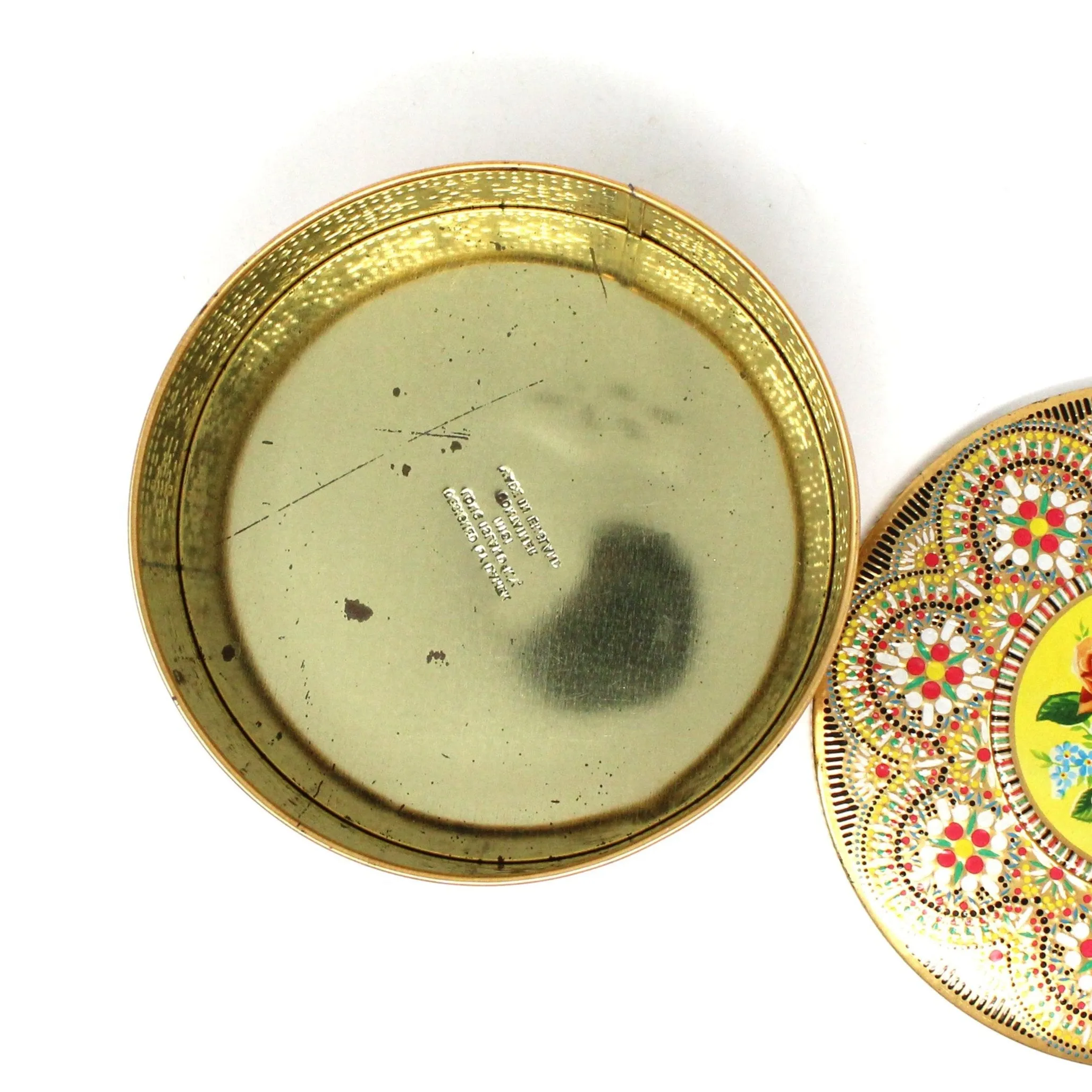 Gift Tin / Cookie Tin, Daher, Embossed Mosaic Floral Biscuit Tin, Vintage, England