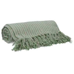 Gisela Graham 150cm Green Woven Stripe Throw
