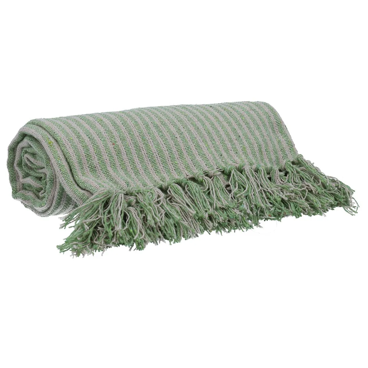 Gisela Graham 150cm Green Woven Stripe Throw