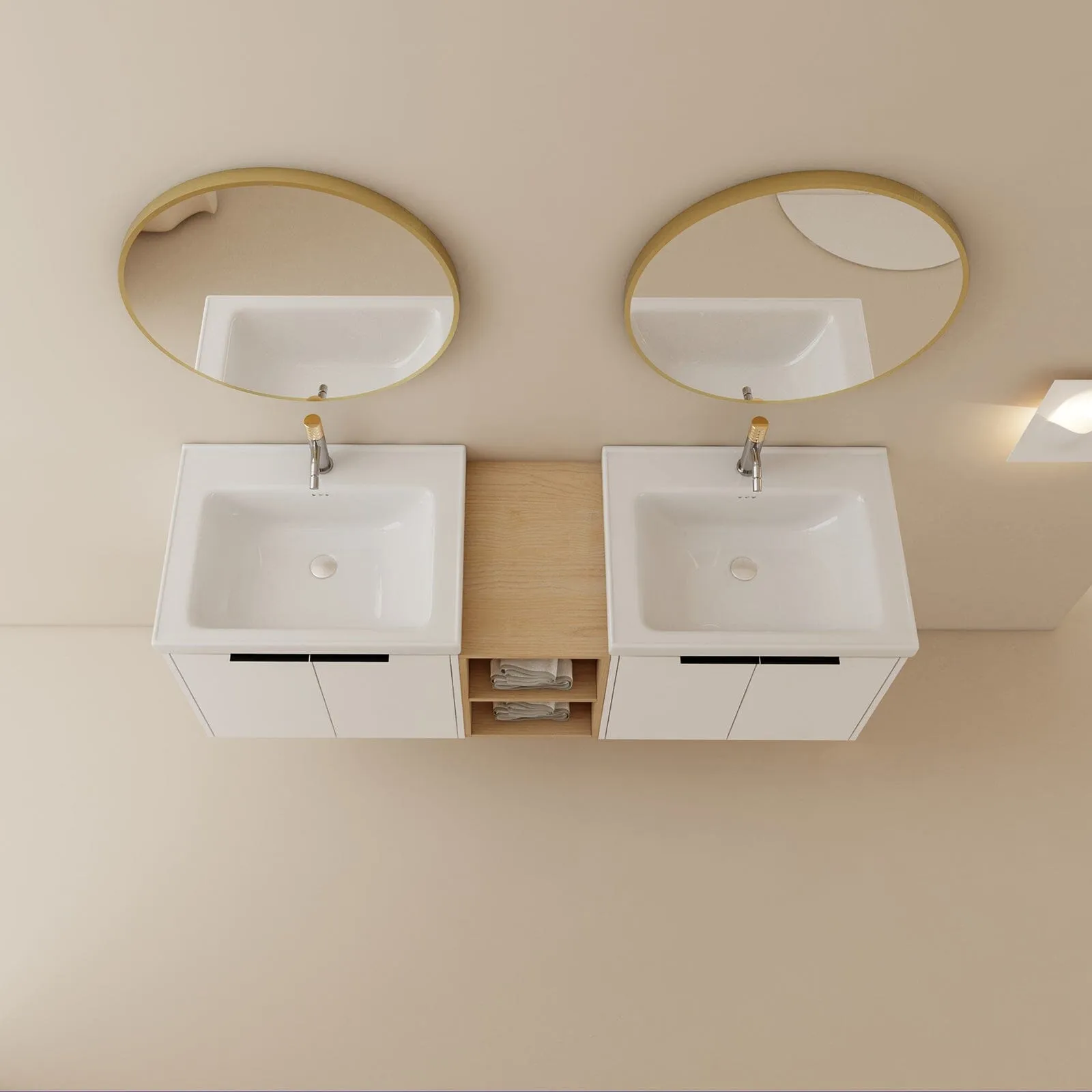 Giving Tree 60" Wall-mounted Bathroom Vanity with Sink and Storage Shelves