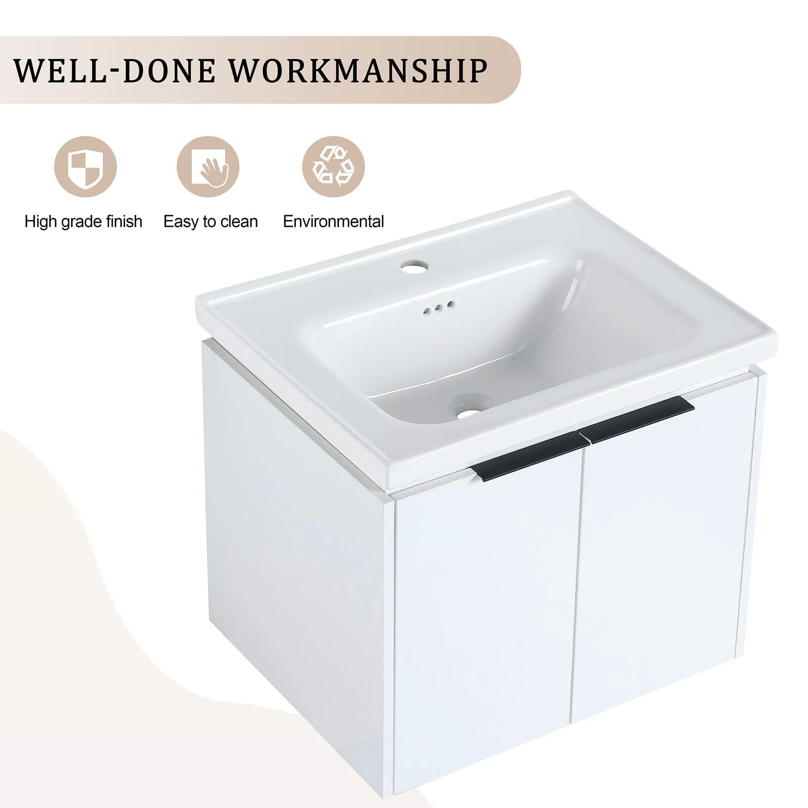 Giving Tree 60" Wall-mounted Bathroom Vanity with Sink and Storage Shelves
