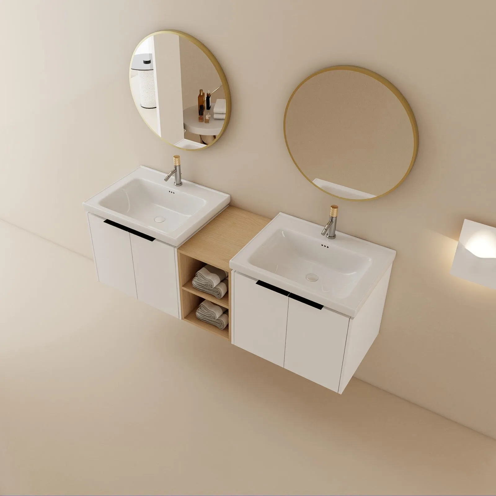 Giving Tree 60" Wall-mounted Bathroom Vanity with Sink and Storage Shelves
