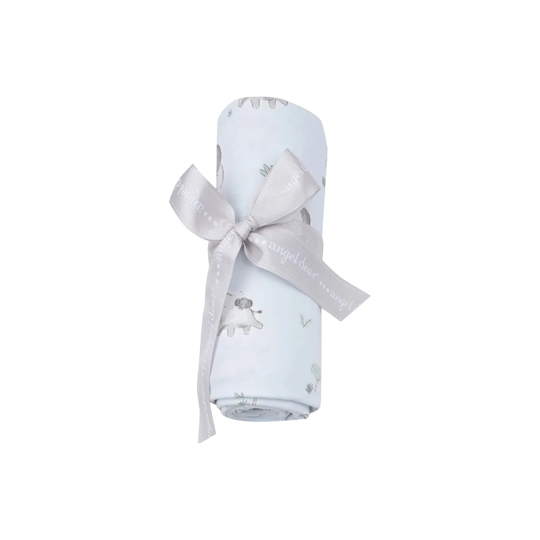 Gray Elephants Blue Swaddle Blanket
