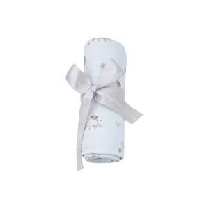 Gray Elephants Blue Swaddle Blanket