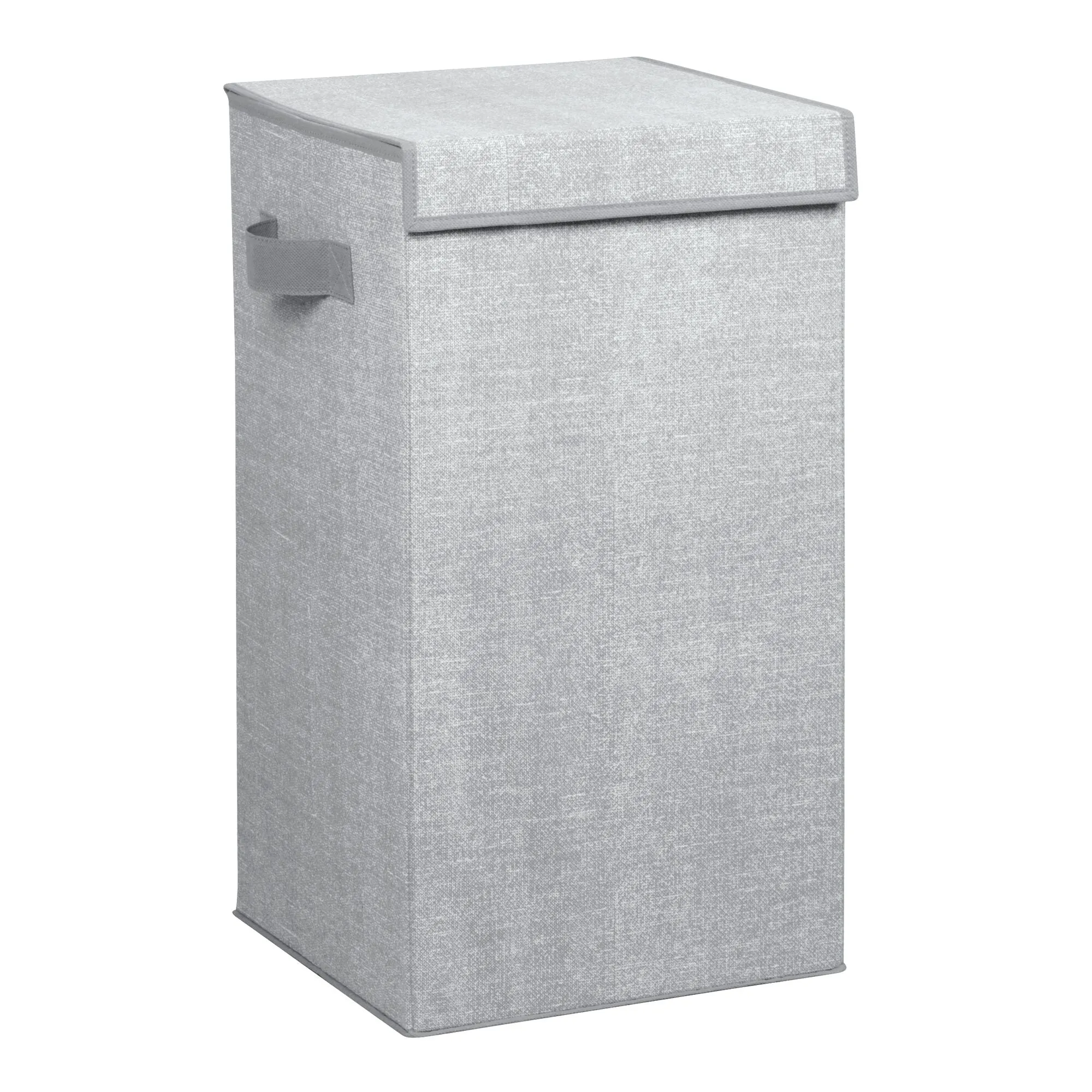 Gray laundry hamper with lid