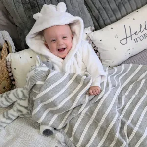Grey and White Stripes Blanket