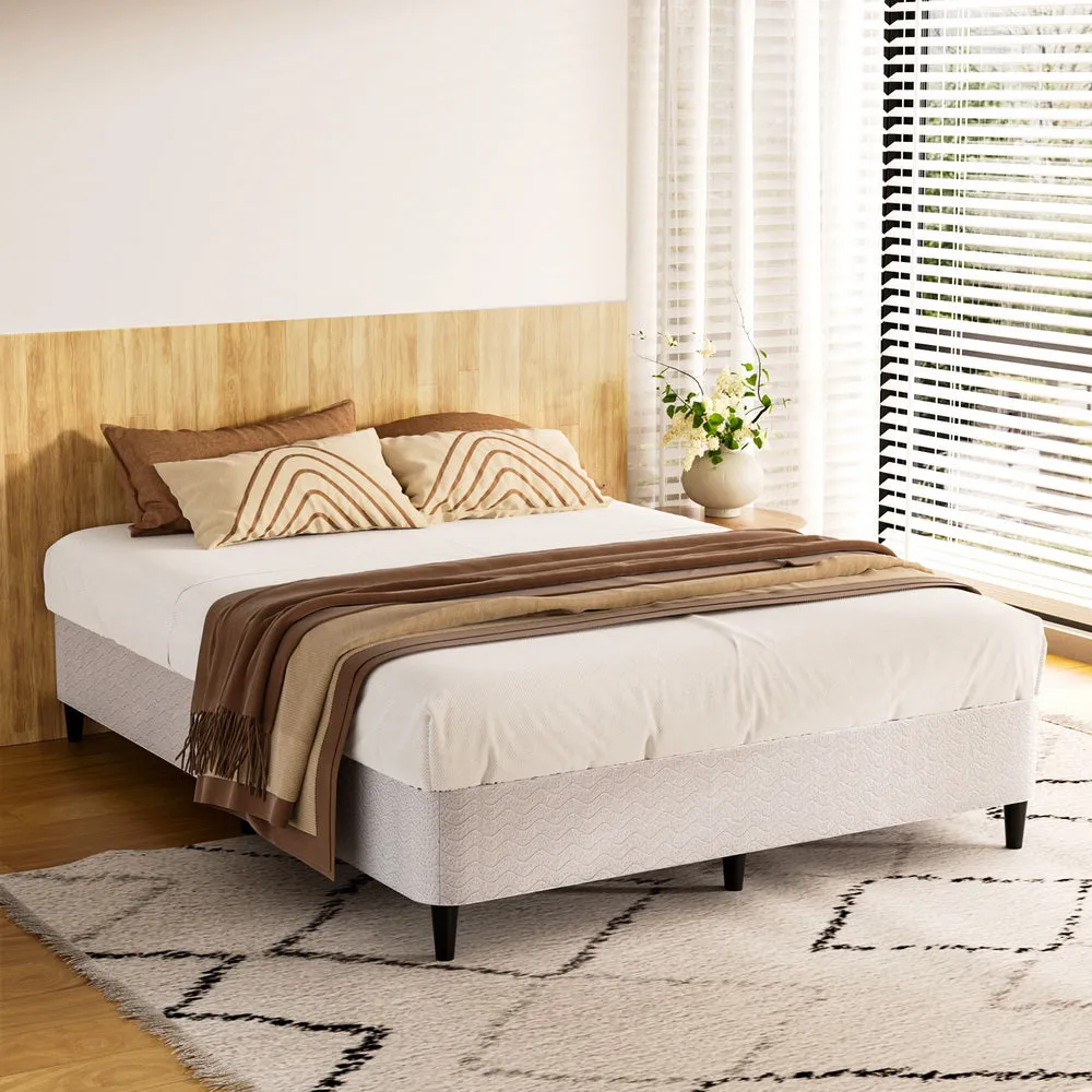 Grey Metal Queen Bed Frame, Premium Fabric | Artiss Mason