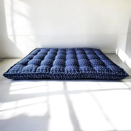 H B Msala Gadda Medium Firm Soft Cotton Quilt Mattress, Rectangle, Black Hosiery Cotton, Premium Blue Box (7X 6Ft, Full XL)