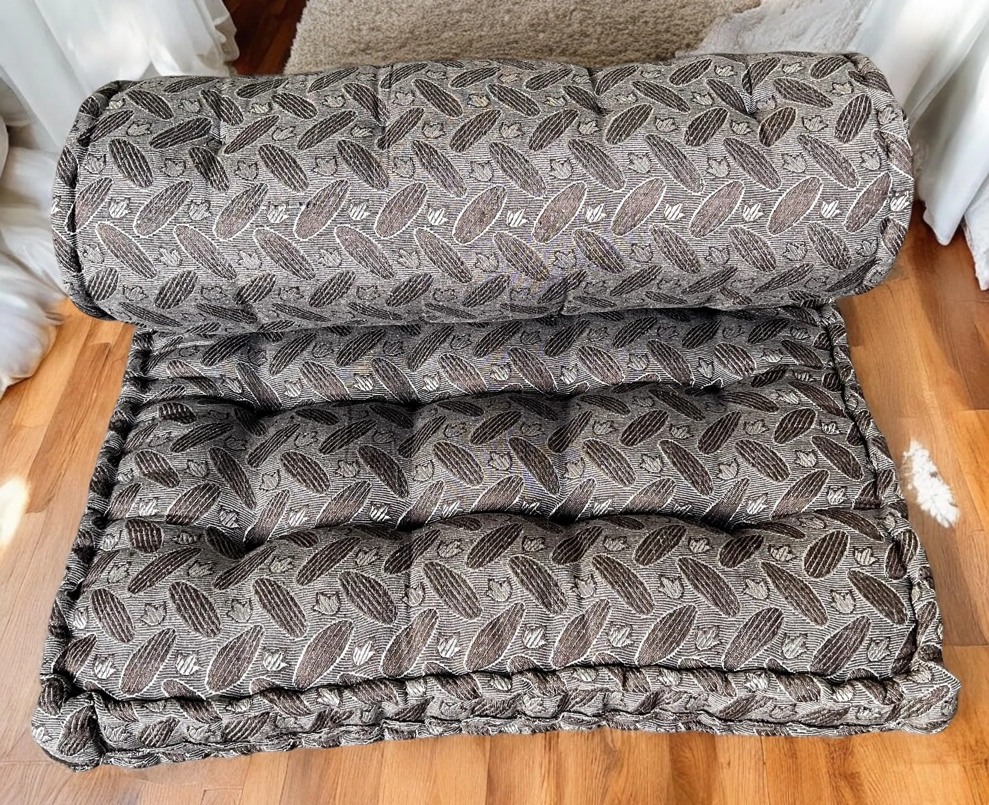 H B Msala Gadda Medium Firm Soft Cotton Quilt Mattress, Rectangle Type, Black Hosiery Cotton, Premium Shine Grey Box (3x6 Single)