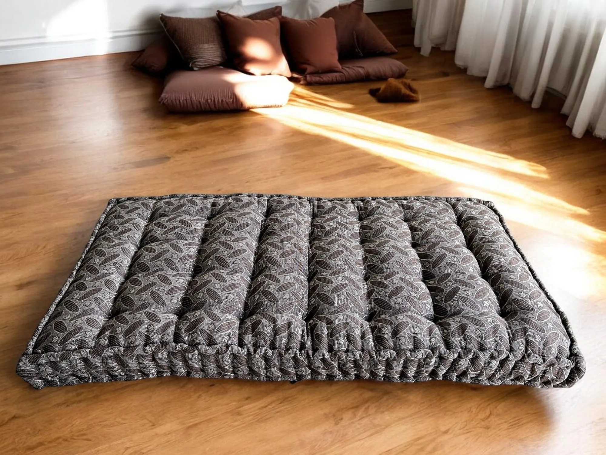 H B Msala Gadda Medium Firm Soft Cotton Quilt Mattress, Rectangle Type, Black Hosiery Cotton, Premium Shine Grey Box (7X 6 Full XL)