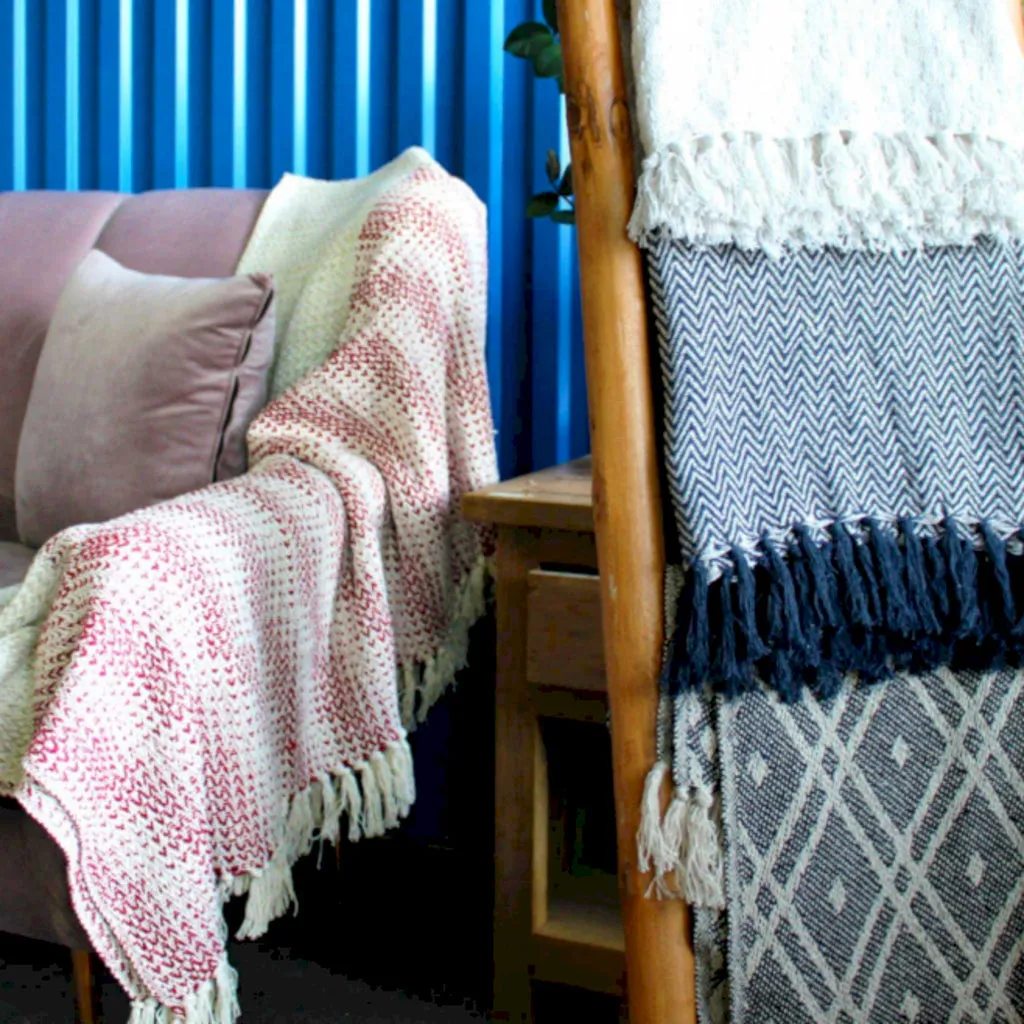 Handmade Cotton Throws - Geometric Designs - 6 Colours
