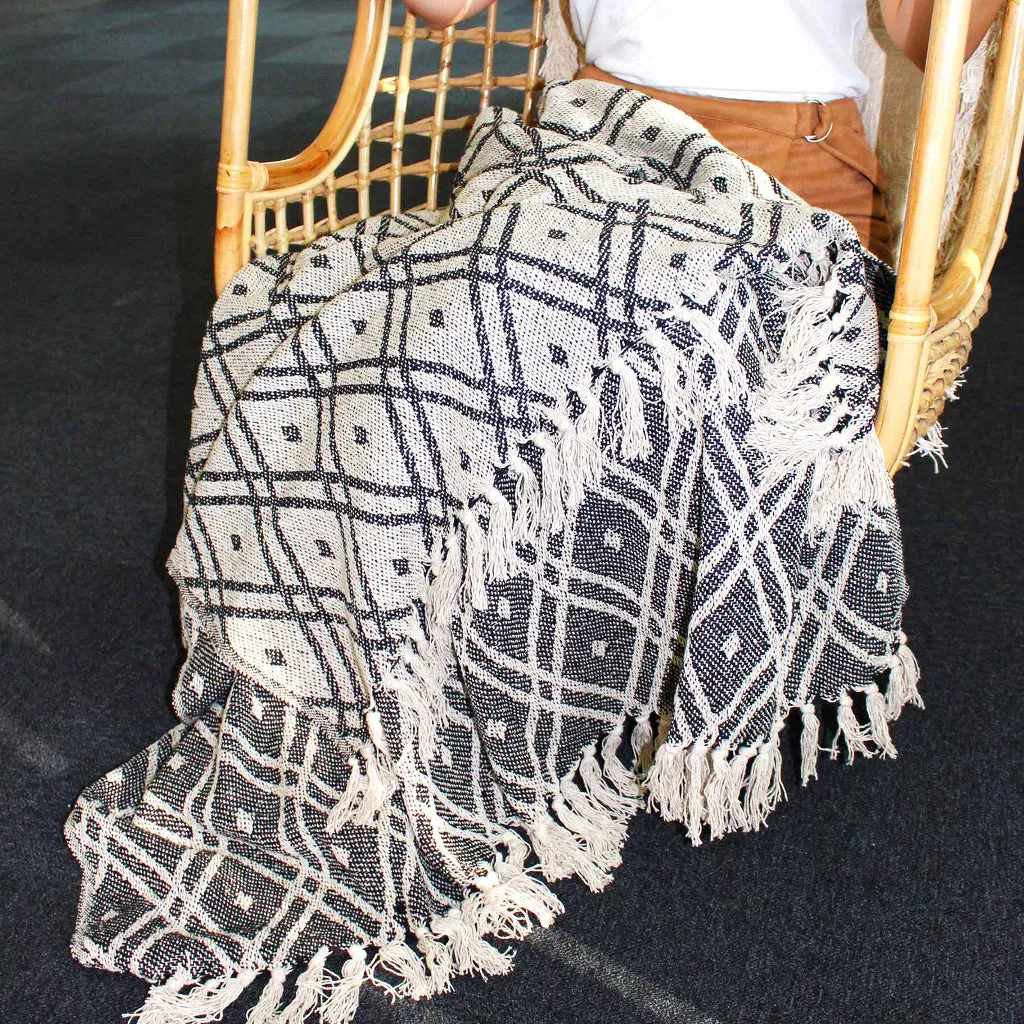 Handmade Cotton Throws - Geometric Designs - 6 Colours