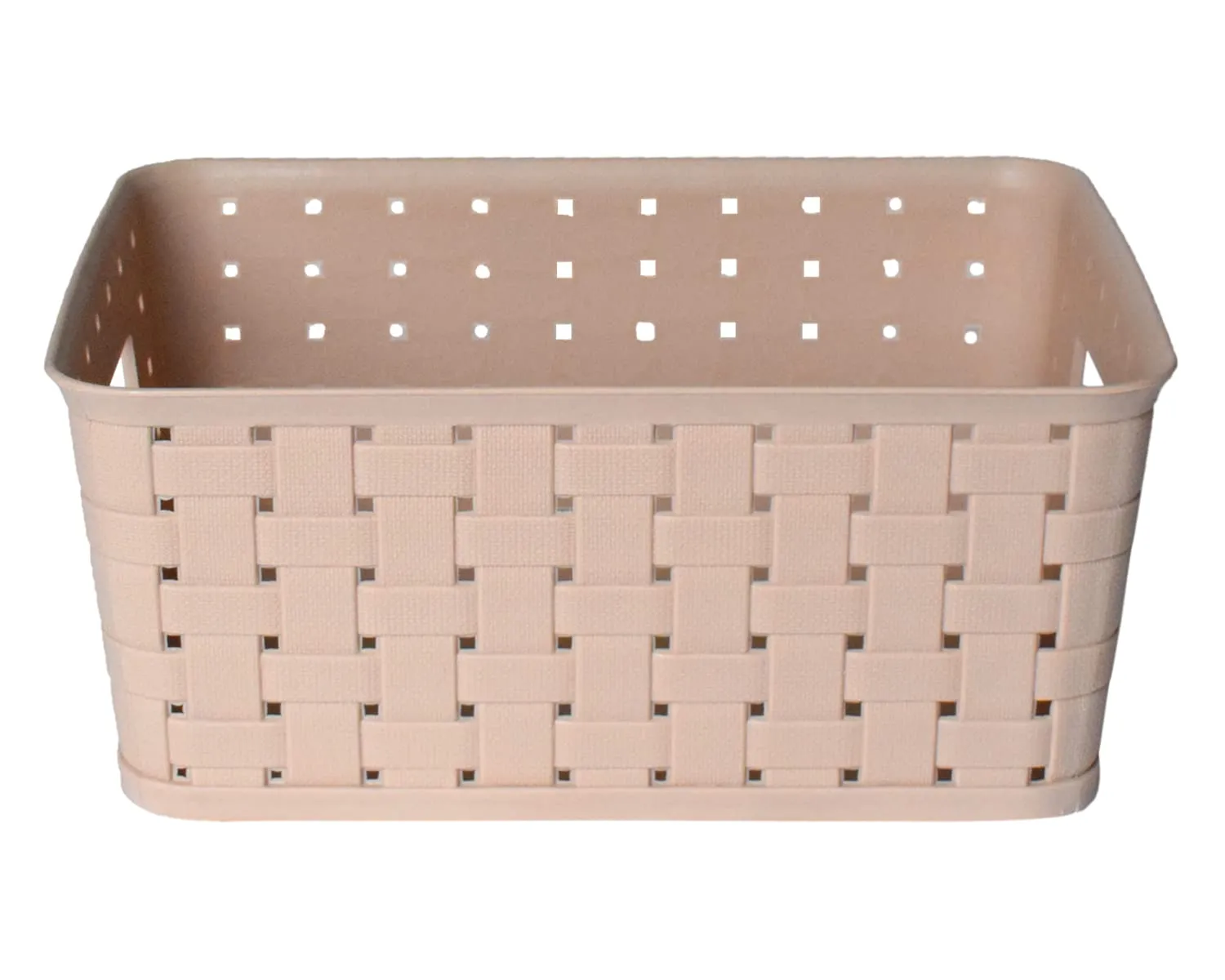 Heart Home BPA Free Attractive Design Multipurpose Large Trendy Storage Basket With Lid|Material-Plastic|Color-Light Brown|Pack of 1