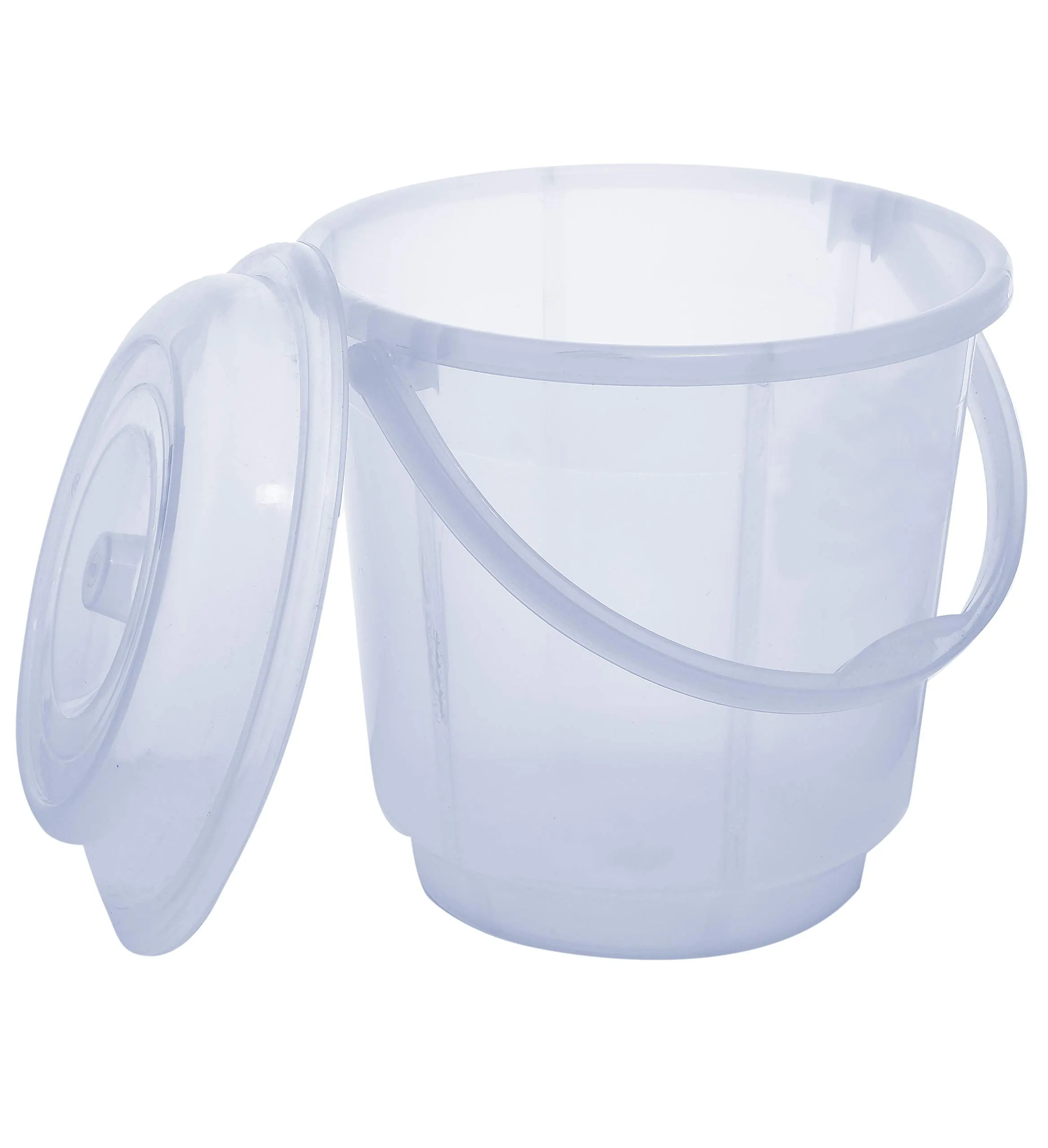 Heart Home Unbreakable Virgin Plastic Strong Transparent Bathroom Bucket with Lid|Size 33 x 33 x 32 CM|Capicity 18 LTR (White)- HEART3858