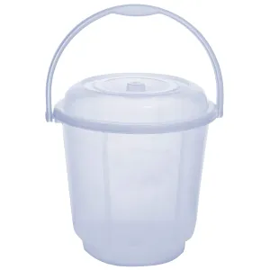 Heart Home Unbreakable Virgin Plastic Strong Transparent Bathroom Bucket with Lid|Size 33 x 33 x 32 CM|Capicity 18 LTR (White)- HEART3858