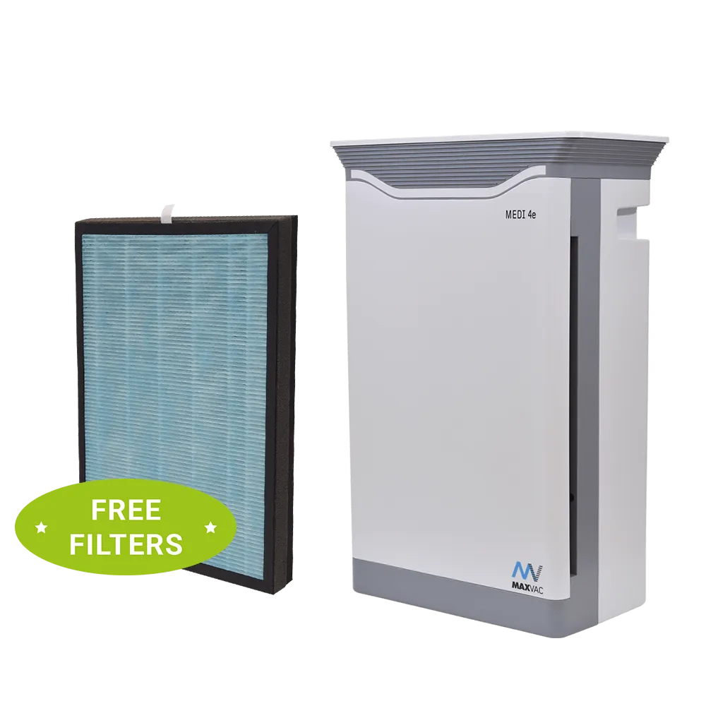 HEPA UV-C Air Purifier MAXVAC Medi® 4e with Variable Air-flow for rooms up to 125m3