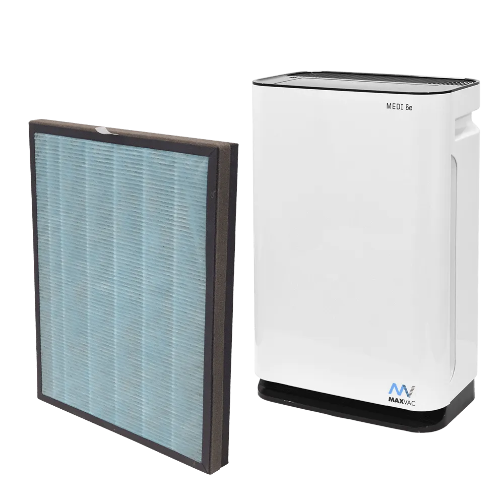 HEPA UV-C Air Purifier MAXVAC Medi® 6e with Variable Air-flow 450m3/h & Humidifier