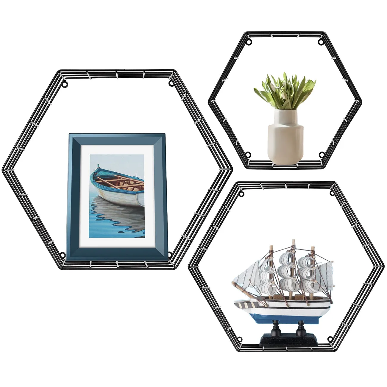 Hexagon Floating Shelves (Set of 3)