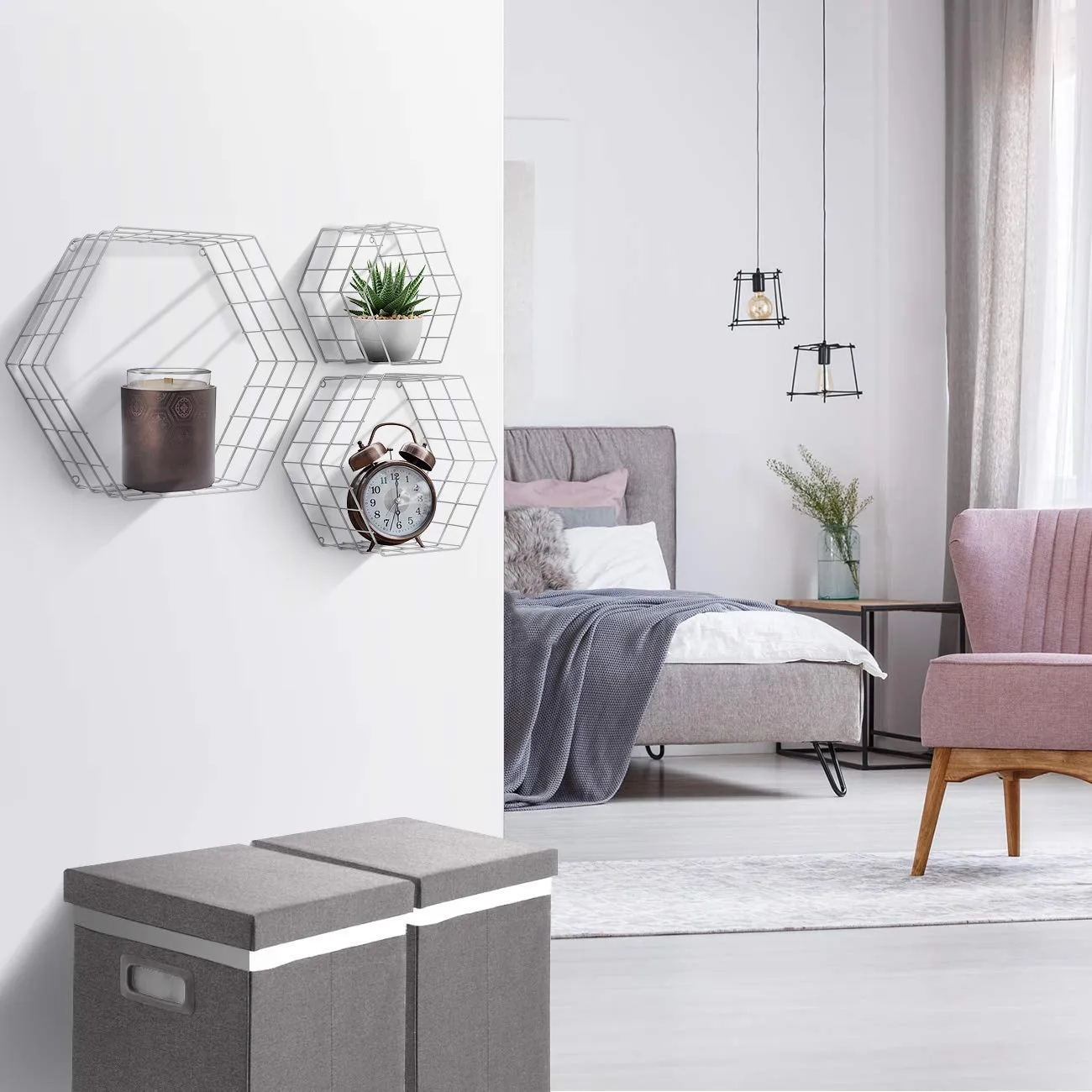 Hexagon Floating Shelves (Set of 3)