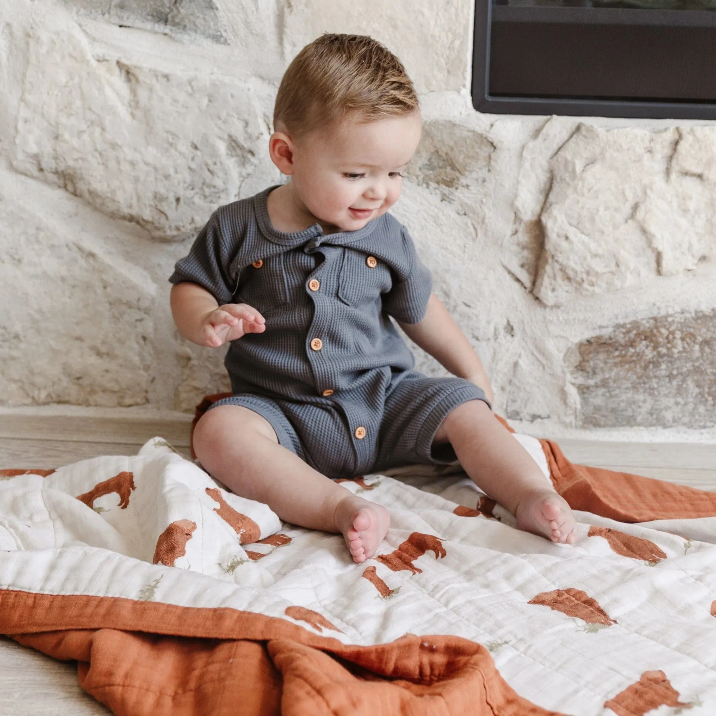 Highland Cow Bamboo Rayon Muslin 4-Layer Quilt