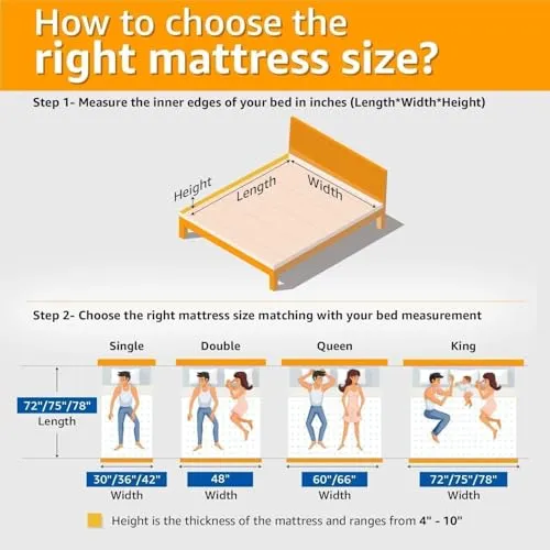 Home Decor Lounge Mattress 6 Inch Mattress Queen Size | Medium Firm Orthopedic Mattress for Back Pain Relief | 72 x 60 x 6 Inches, Navy Blue