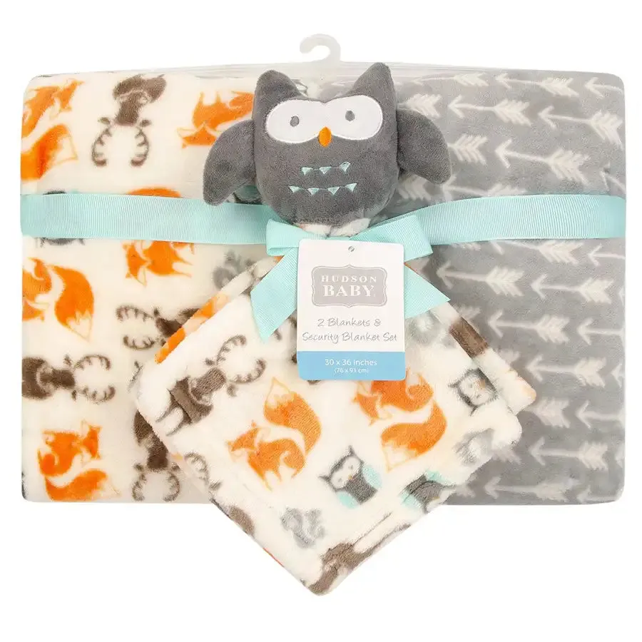 Hudson Baby Blanket 2pc And Security Blanket - Owl
