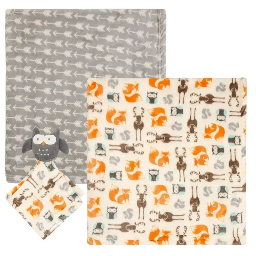 Hudson Baby Blanket 2pc And Security Blanket - Owl
