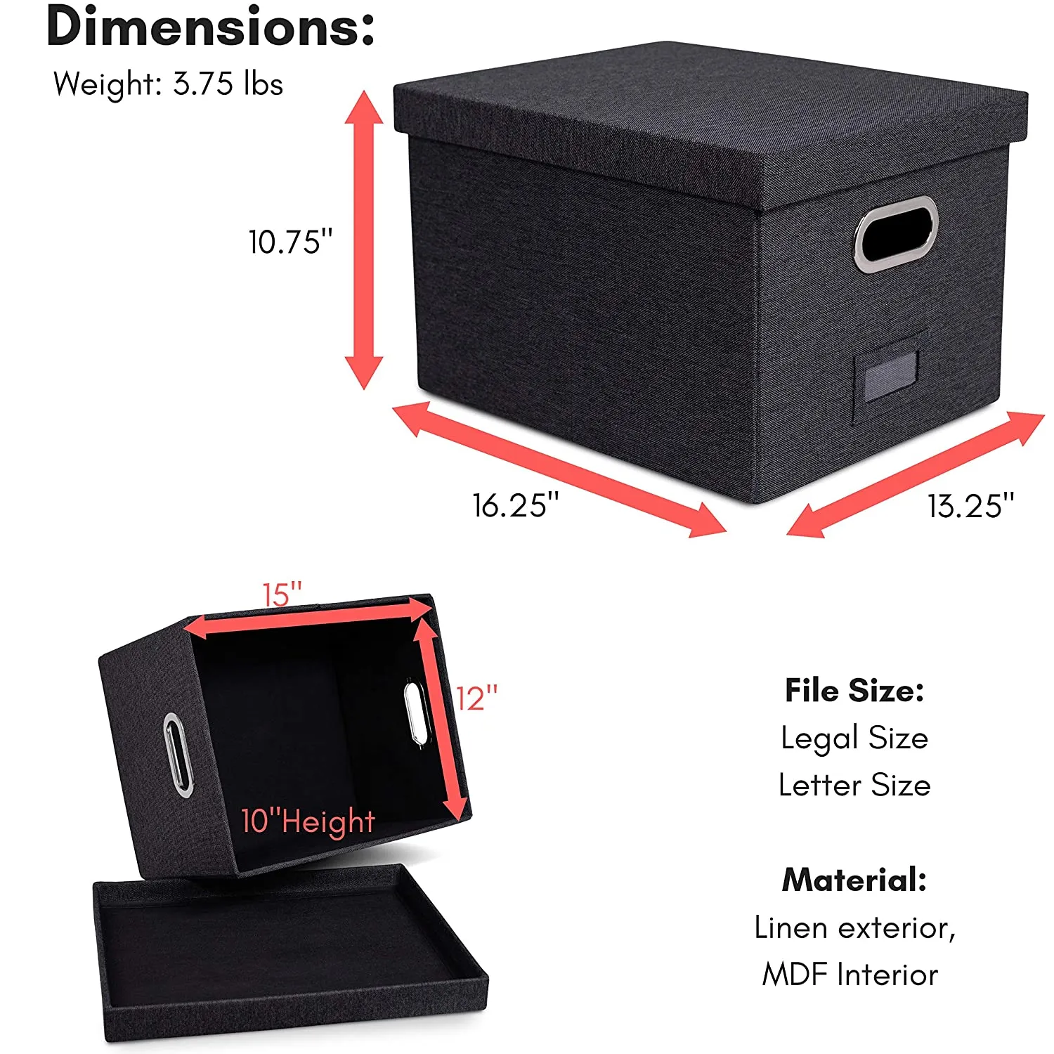 Internet Best Foldable File Storage Organizer with Lid Linen Decorative Box for Office Filing and Storage