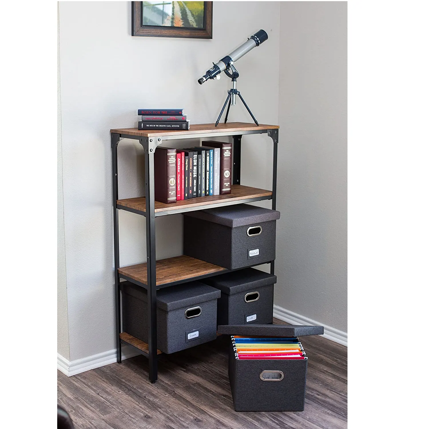 Internet Best Foldable File Storage Organizer with Lid Linen Decorative Box for Office Filing and Storage