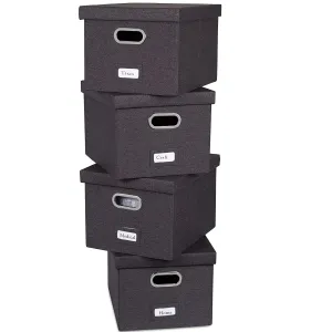 Internet Best Foldable File Storage Organizer with Lid Linen Decorative Box for Office Filing and Storage