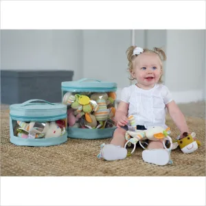 JJ Cole Clear Storage Bin Set (1 Short & 1 Tall) in Blue Heather