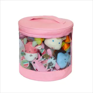 JJ Cole Clear Storage Bin Set (1 Short & 1 Tall) in Pink Heather