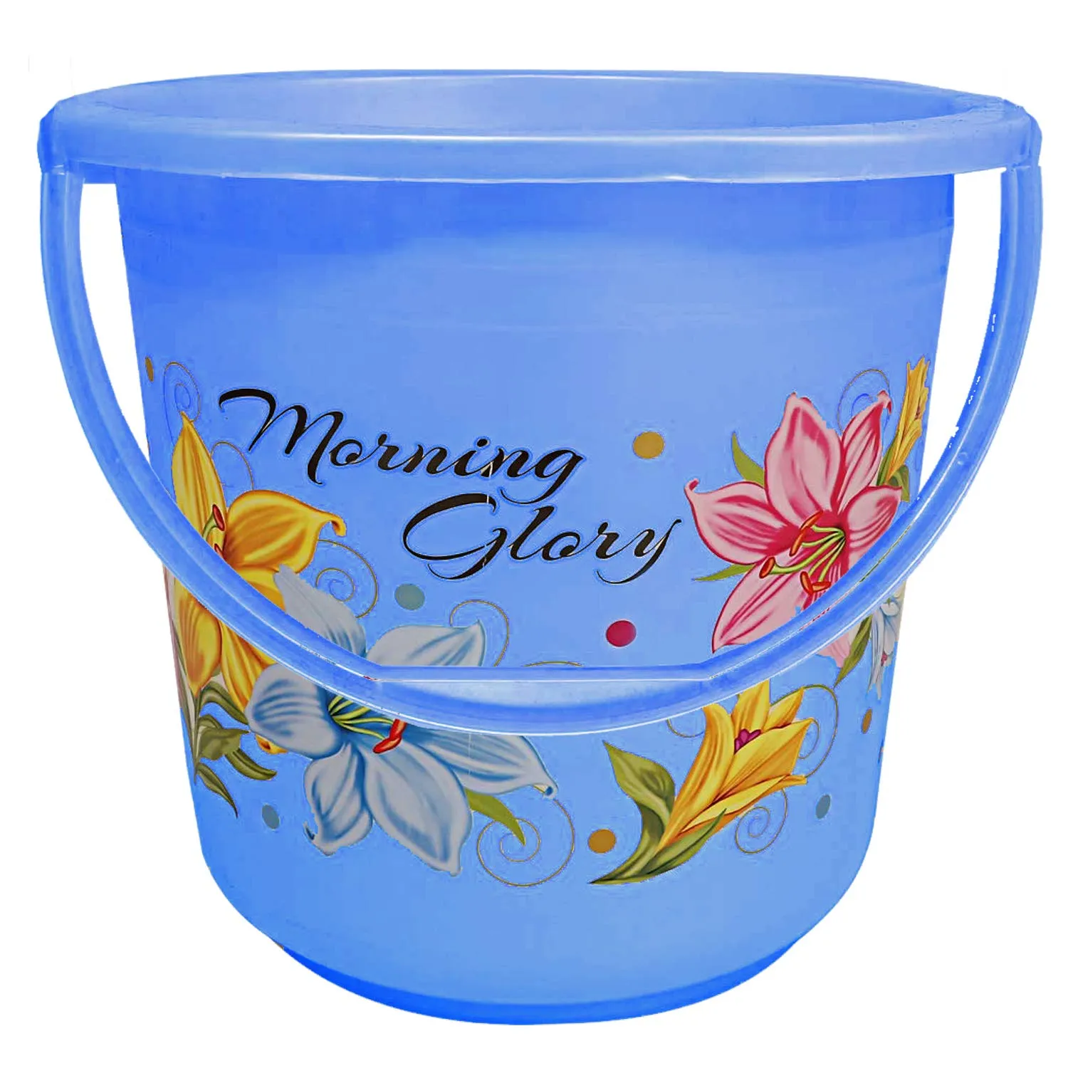 Kuber Industries Floral Print Unbreakable Strong Plastic Bathroom Bucket 16 LTR (Blue) -CTKTC34861