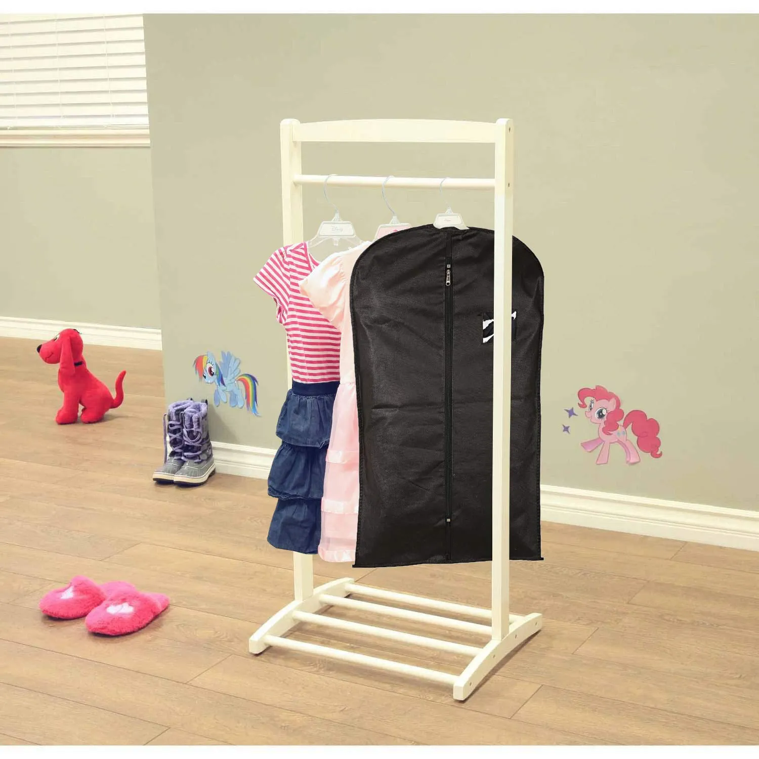 Kuber Industries Non- Woven 3 Pieces Hanging Garment Cloth Cover for Kids (Black) - CTKTC5822