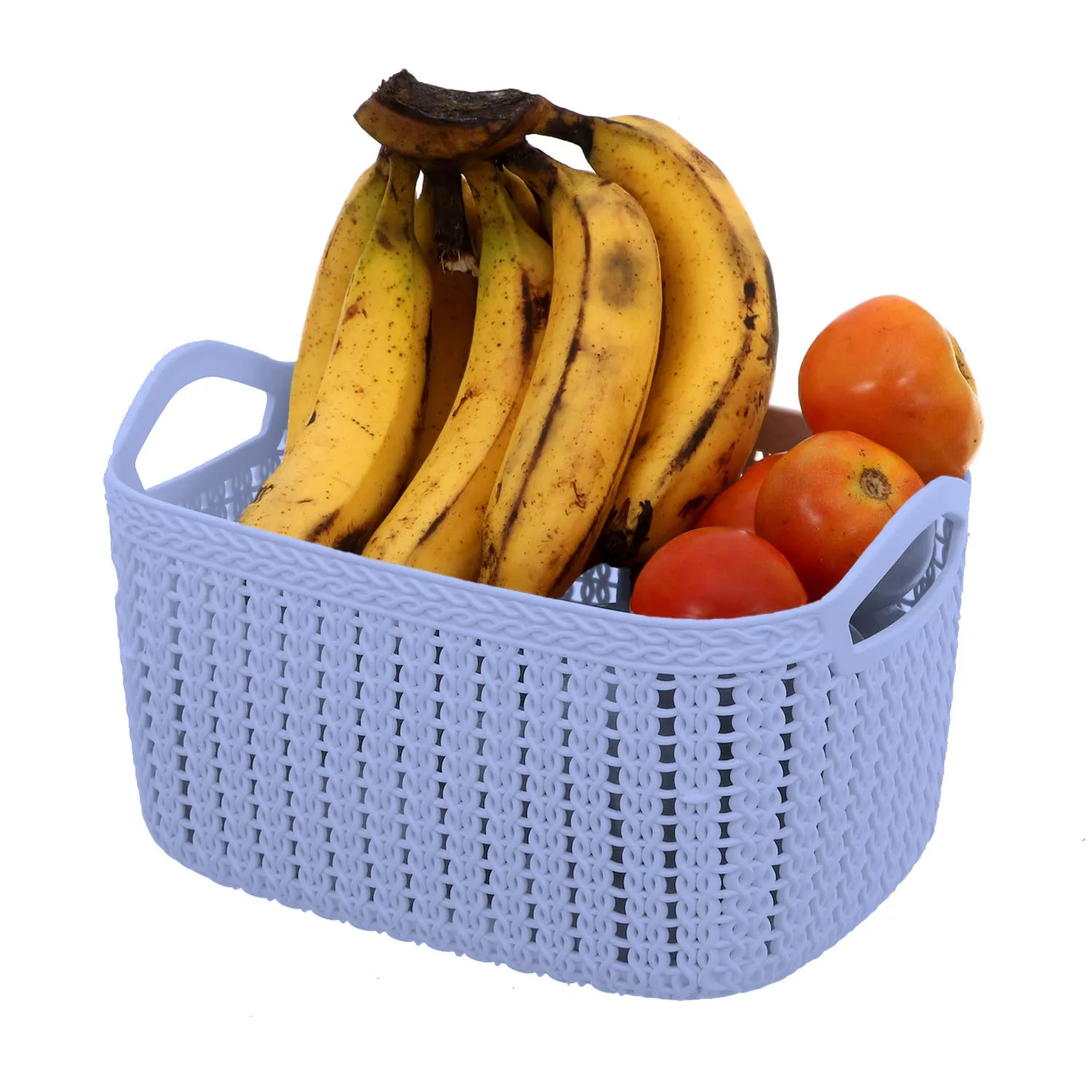 Kuber Industries Unbreakable Multipurpose Storage Basket with Handles|Large Size & Flexible Plastic |Fruit/Vegetable/Bathroom/Stationary/Home Basket, Pack of 2 (Color May Vary) - CTKTC037833