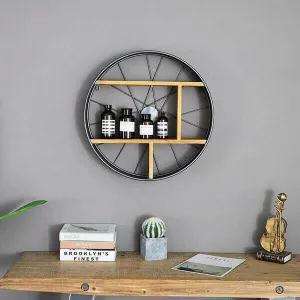 Lau - Wood & Iron Wheel Shelf