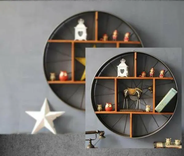 Lau - Wood & Iron Wheel Shelf