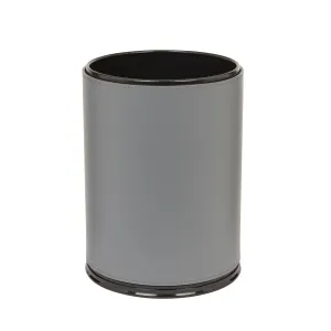 Leather Bino Bin with Metal Graphite