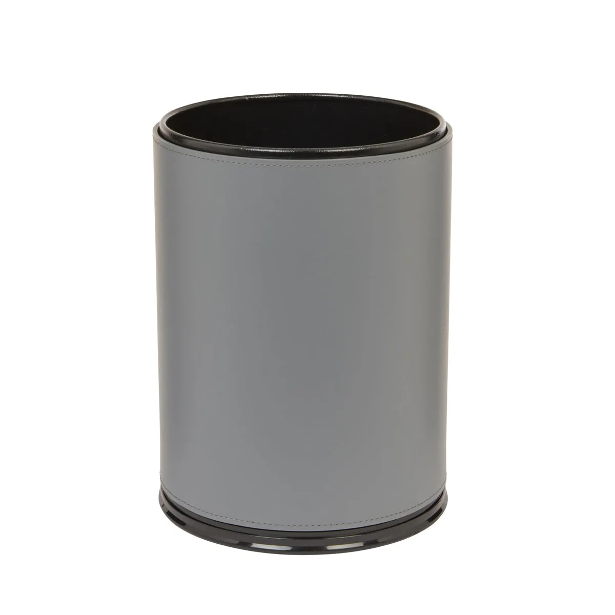 Leather Bino Bin with Metal Graphite