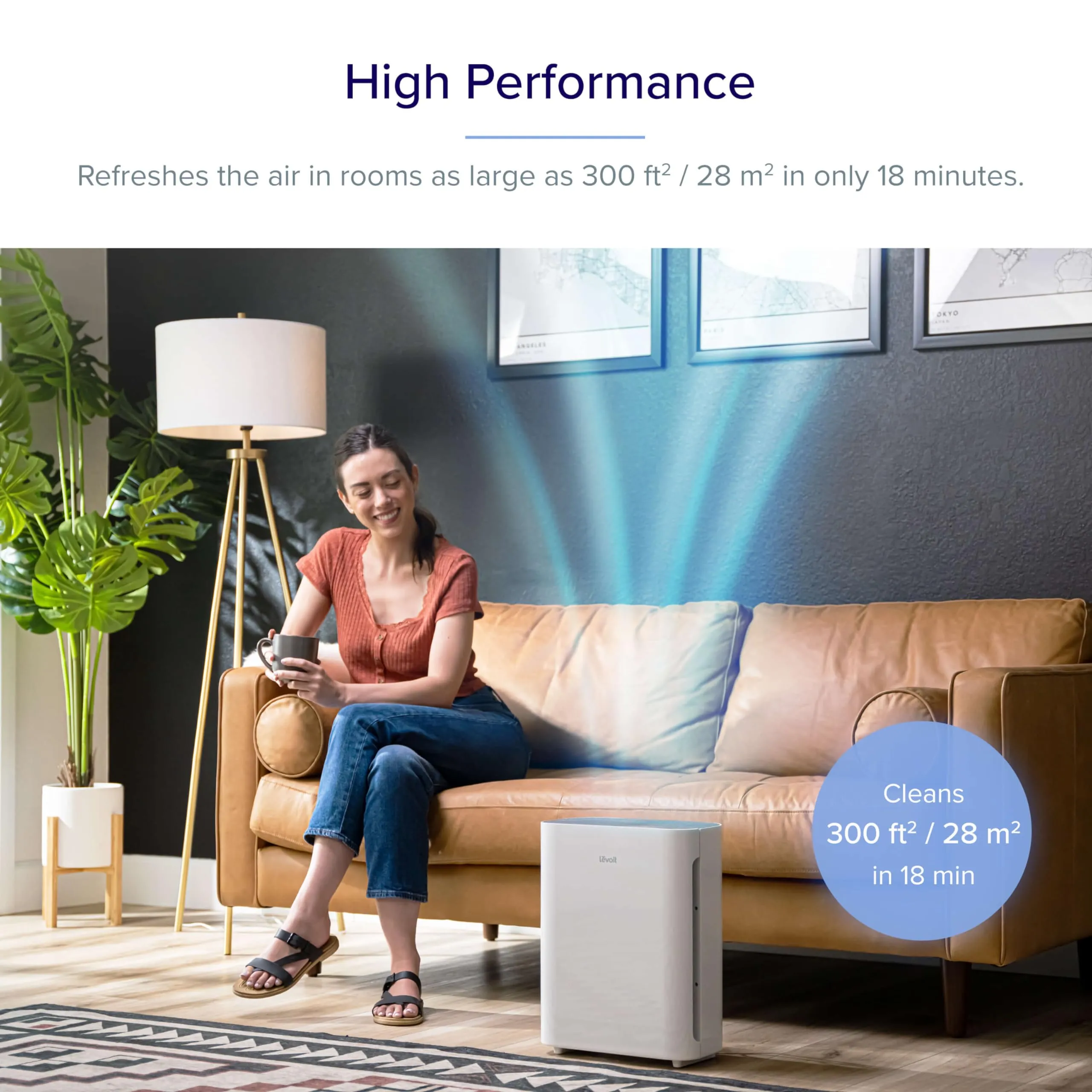 LEVOIT Air Purifiers for Home Main Filter Cleaner with Washable Filter for Allergies White