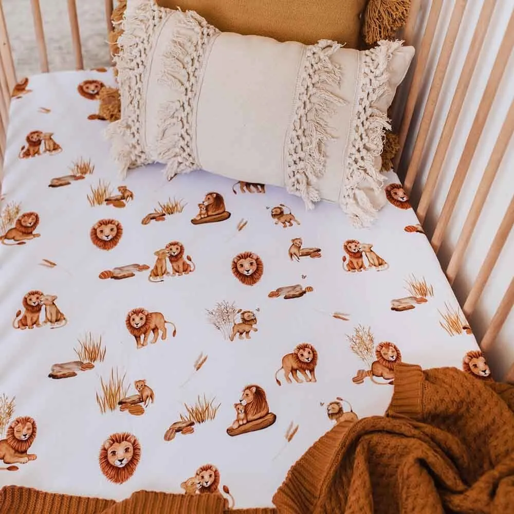 Lion Organic Fitted Cot Sheet