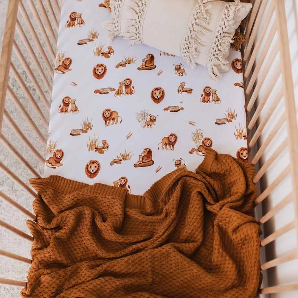 Lion Organic Fitted Cot Sheet