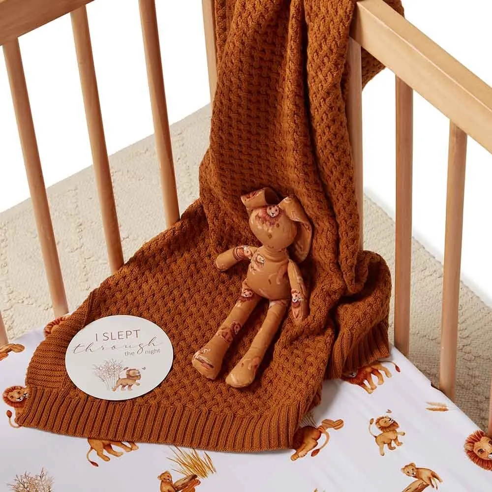 Lion Organic Fitted Cot Sheet
