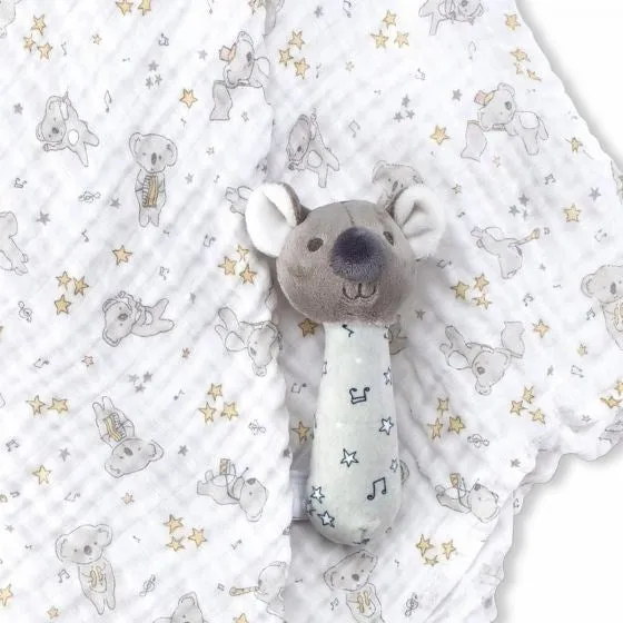 Little Linen TLLC Muslin Wrap & Crinkle Toy - Cheeky Koala