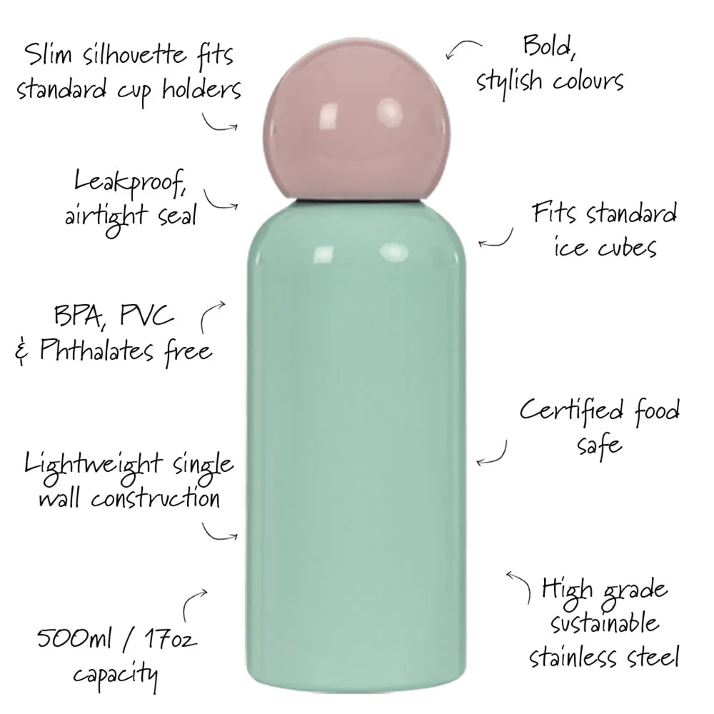Lund London Lite Water Bottle 500ml - Mint & Pink